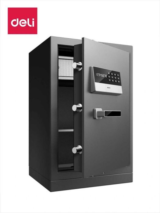 Сейф 695х430х380 Deli 3655A электронный ключ+ключ темно серый 49 кг