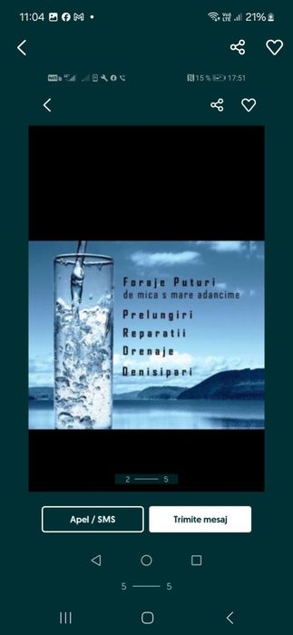Foraje puțuri apă denisipare curățări adânciri