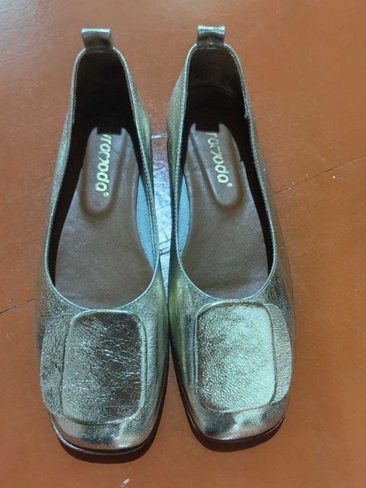 Балетки Evromoda — золотые, натуральная кожа