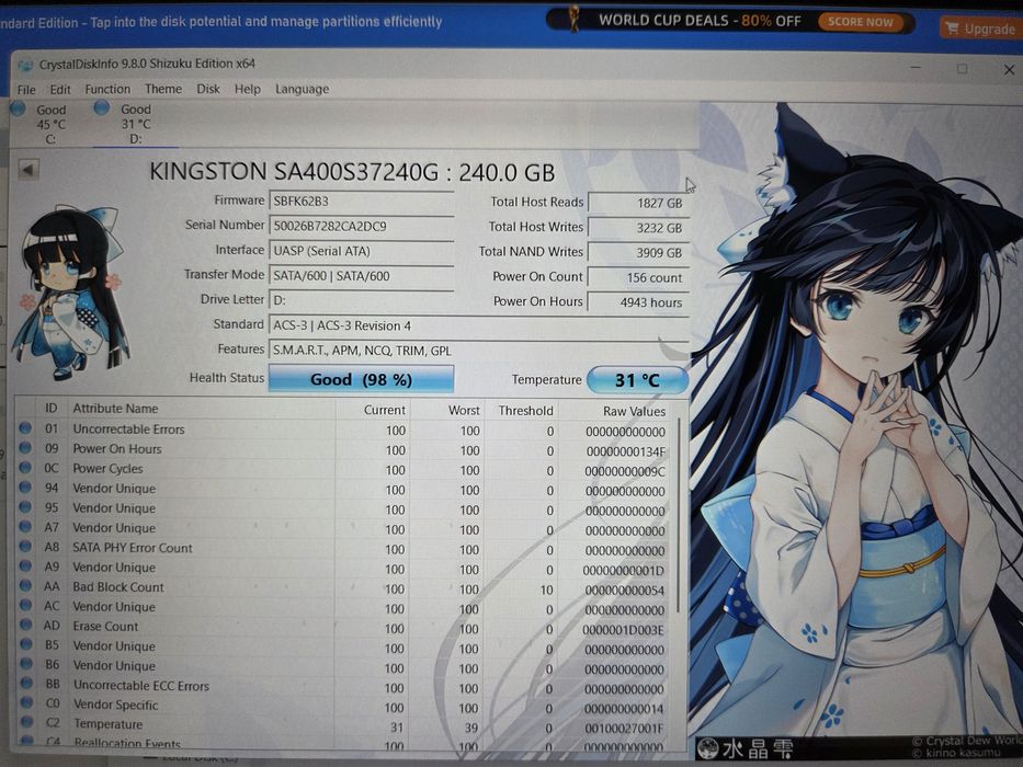 SSD Sata Kingston 240GB