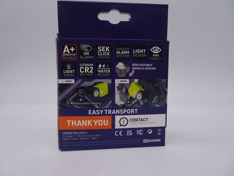 Urban UR10 Blocare disc motocicletă cu alarmă și zăvor 10mm