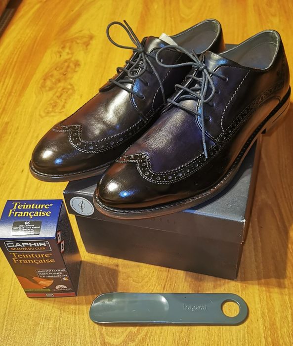 Pantofi Bugatti, noi, piele naturala, brogue, marimea 44