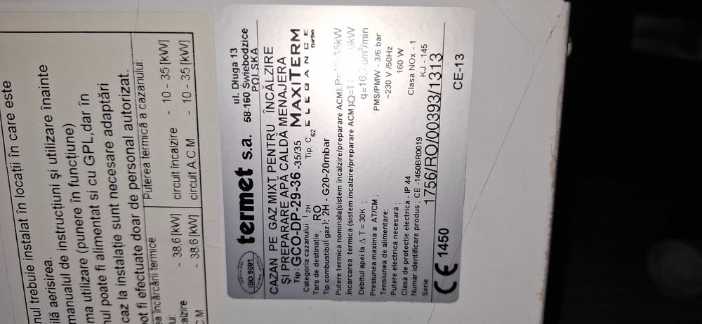 Cazan pe gaz mix Maxiterm Elegance Turbo