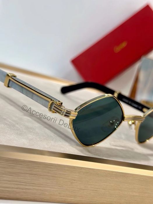 Ochelari de Soare Cartier CT0866S Polarised Noi Full Box [Verificare Colet] Gold Green