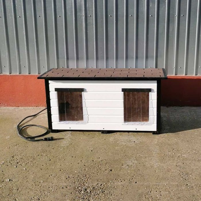 Cusca Caine Izolata Dubla cu Incalzire Electrica Alba Garantie