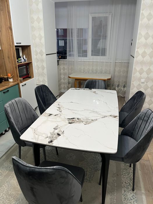Стол керамика 1.60/90 мм стулья Лира 6 шт со склада