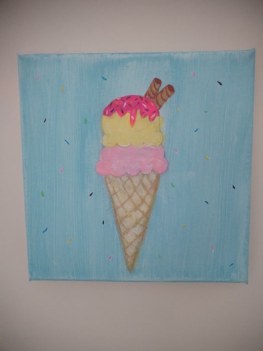 Акрилна рисунка „Сладолед“ върху канава 20/20 – ръчно изработена карти