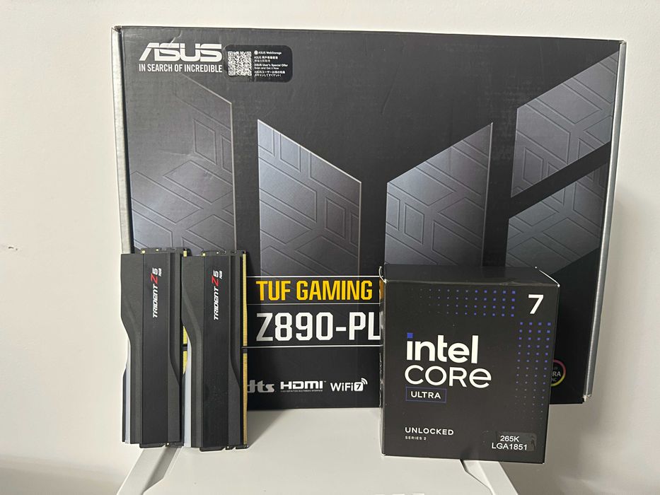 Kit Intel LGA1851 cu *GARANTIE* - Procesor Intel Core Ultra 7 265K+ ASUS TUF GAMING Z890-PLUS WIFI + RAM 32GB DDR5 7200Mhz G.Skill Trident Z5 RGB