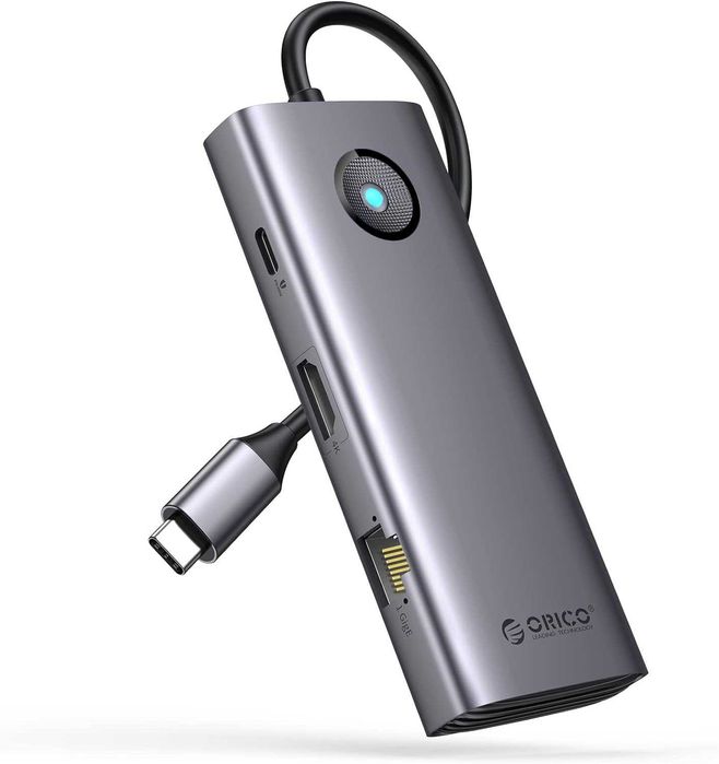 USB Hub Док станция Orico 8в1 Type-C CReader PD 100W 4K-60Hz Ethernet