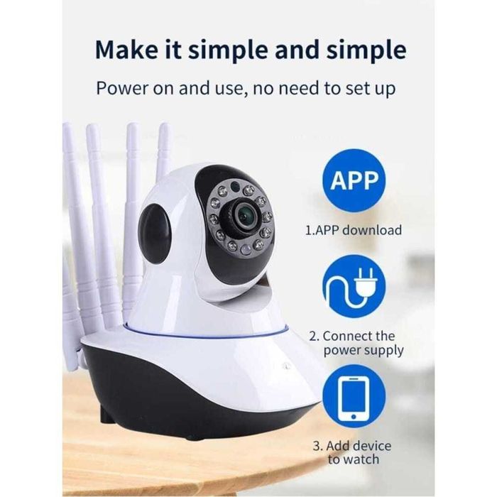 Безжична охранителна IP камера, WiFi, Аларма, Слот за SD карта