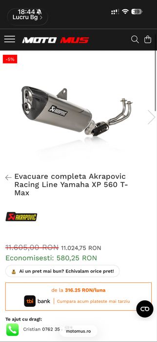 Evacuare NOUA completa Akrapovic Titanium Racing Line Yamaha Tmax 560 2020 2026