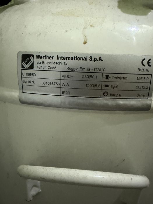 Compresor medical / stomatologic Werther C196/50 – 50L – Oil Free – Fabricat 2018