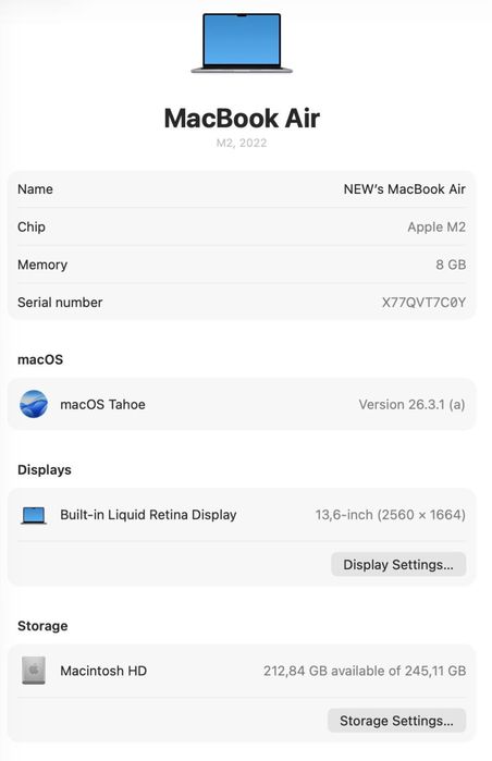 MacBook Air M28GB
