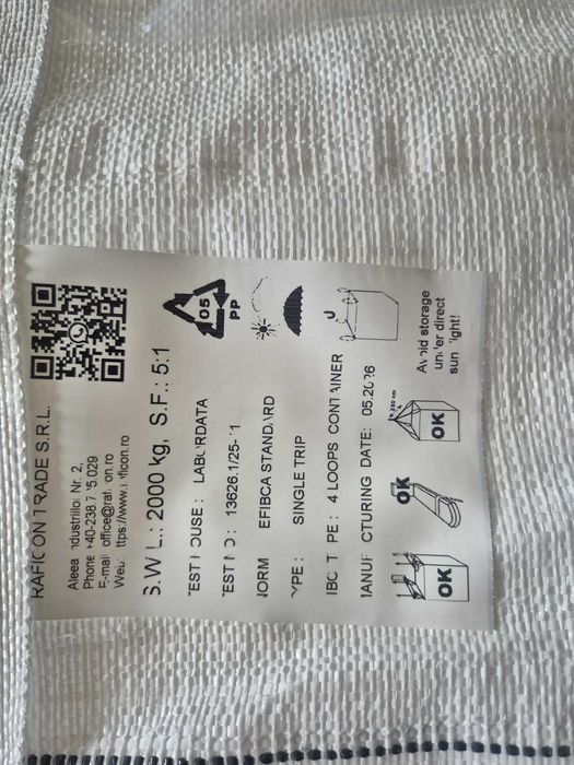 Vand saci agregate  BIG BAG, 2000kg