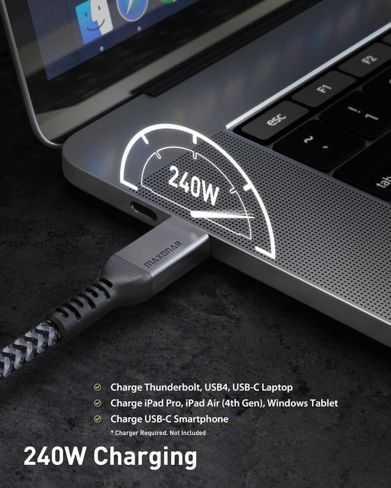 Cablu 2m USB C,Thunderbolt 4,40 Gbps,240 W,8K/4K-60Hz,iPhone 15 Pro