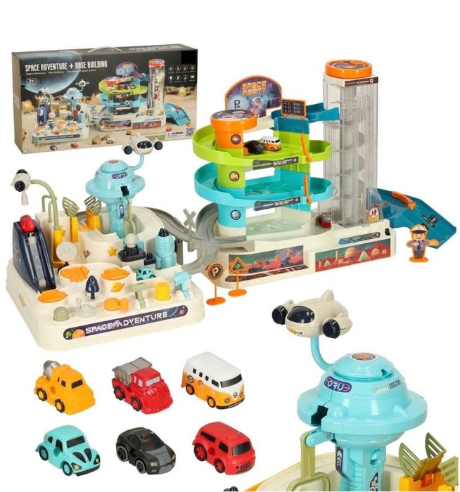 Set joaca copii circuite & parcari XXL cu lift, lumini, sunete