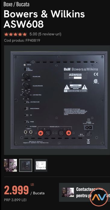 Subwoofer BOWERS & WILKINS ASW 608