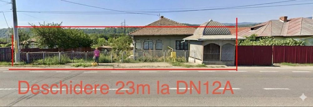 Casă din cărămidă + Teren generos 2.262 mp (Intravilan) – Deschidere 23m la DN12A (Strada Moldovei)