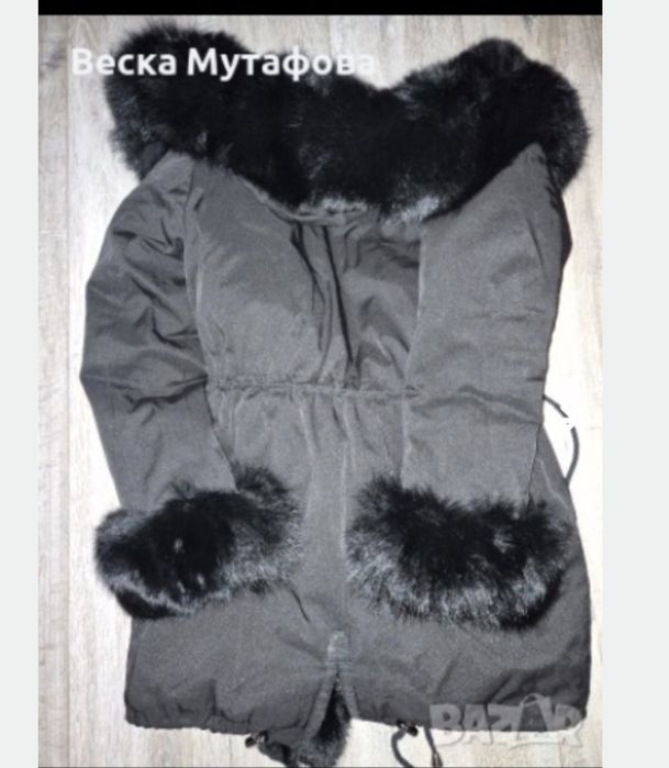 Яке със естествена яка от черна Лисица 36 номер S размер