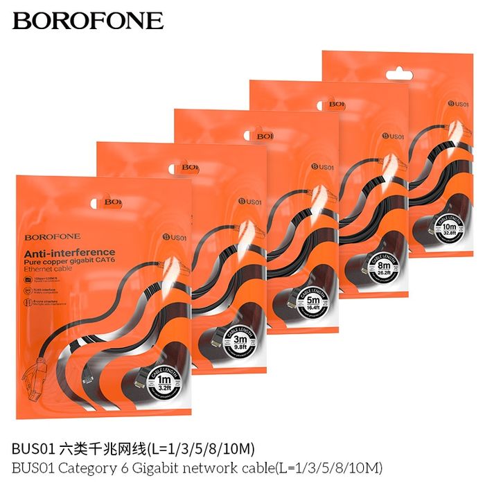 Borofone BUS01 Cat 6 Ethernet Lan Кабель Gigabit RJ45 Патч-корд