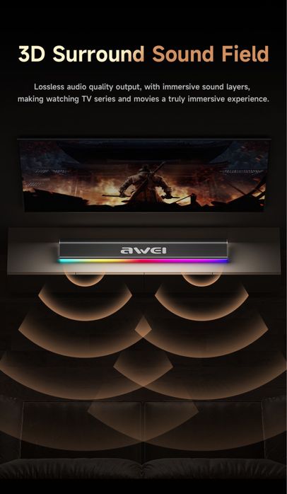 Портативная колонка Awei KA50 24 Вт, Bluetooth 5.4/6.0 саундбар