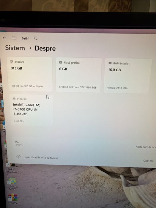 Sistem PC Desktop Geming Asus i7 16g 480g ssd 500g hdd GTX1060 6g WiFi