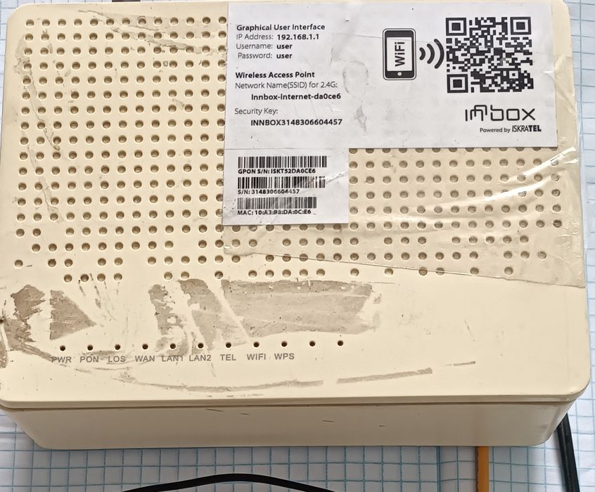 Wifi routor INBOX GPON uzonlinega