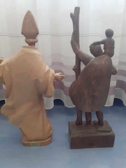 statueta lemn Sfantul Cristofor statueta religioasa lemn 53 cm