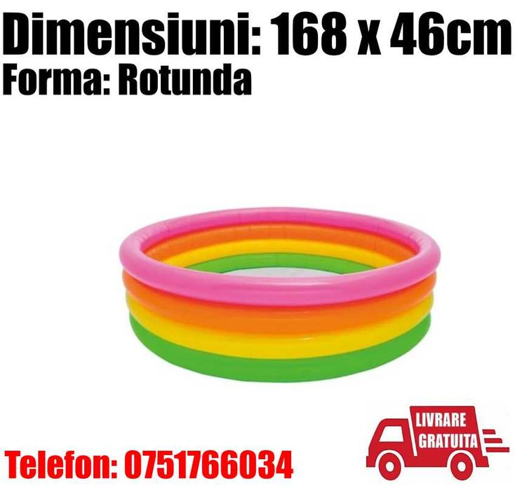 Piscina Gonflabila Rotunda Familie Copii Relaxare 168 x 46cm + LIVRARE GRATUITA