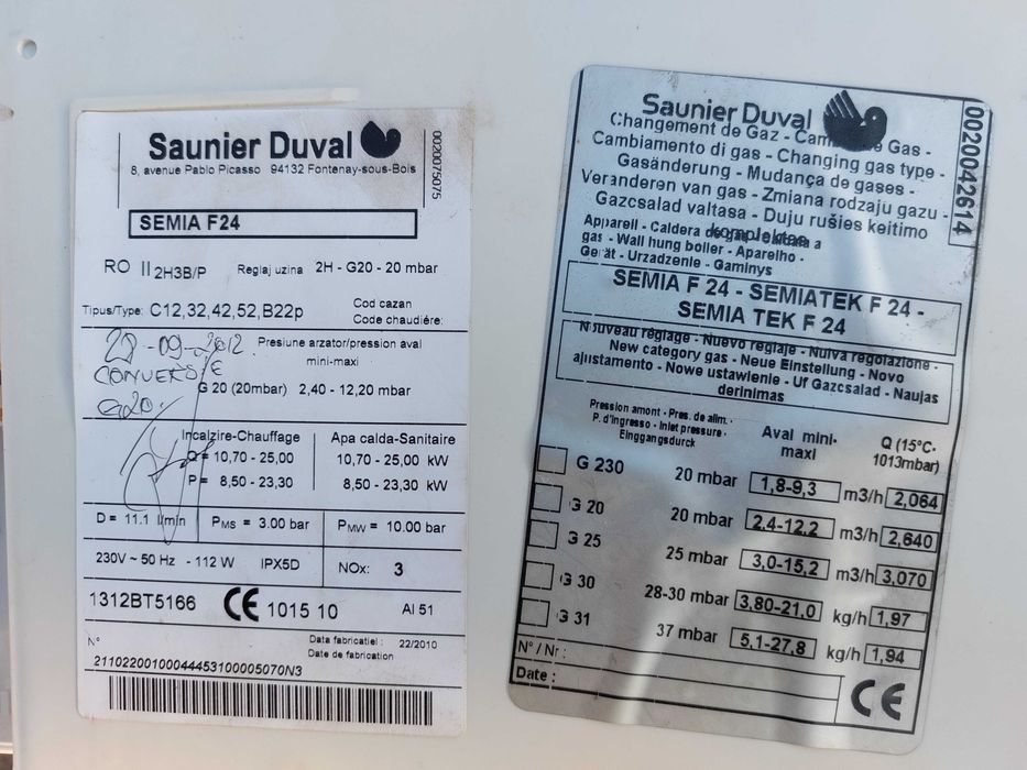 SAUNIER DUVAL SEMIA F24.Piese de schimb.