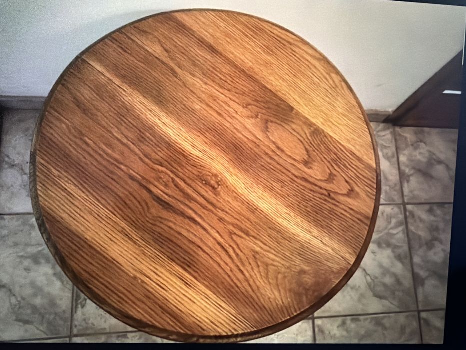 Masa,masuta rotunda franceza din lemn masiv cu etajera