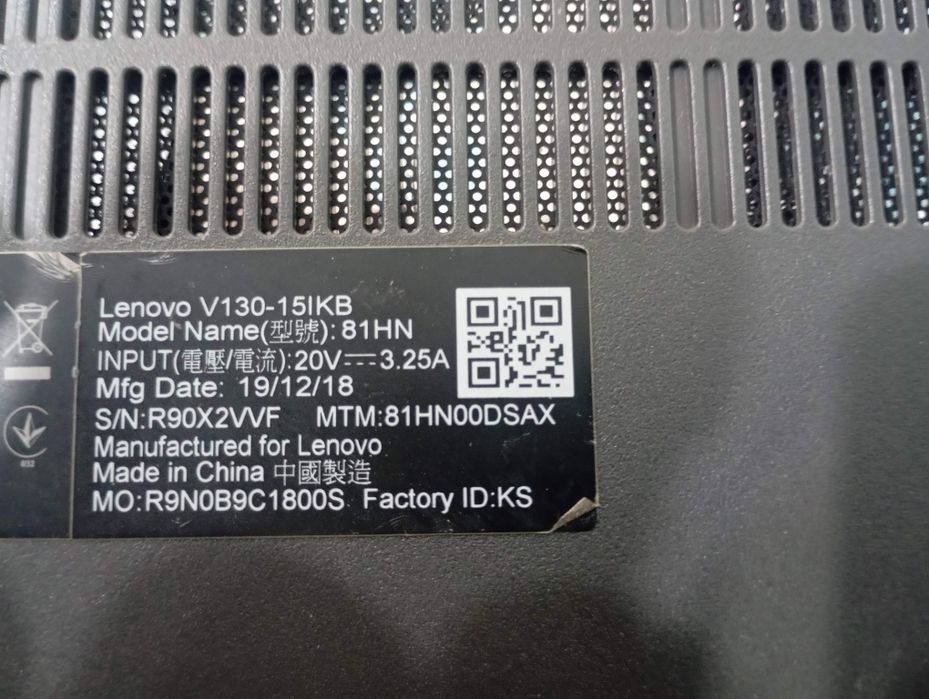 Продам ноутбук Lenovo V130, Core i-3-7020u, ddr 4gb, m2-256.