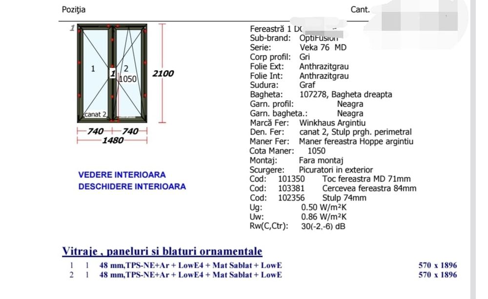 Vând ferestre Tâmplărie PVC