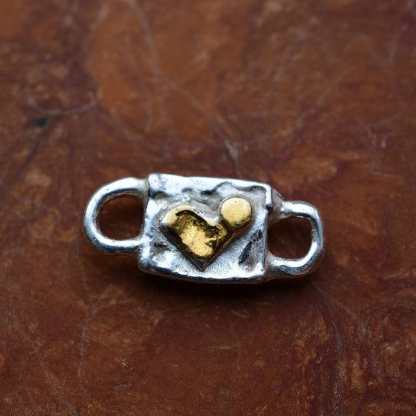 Сребърен Свързващ Елемент 925 – Сърце в Рустик Стил, Талисман за Любов