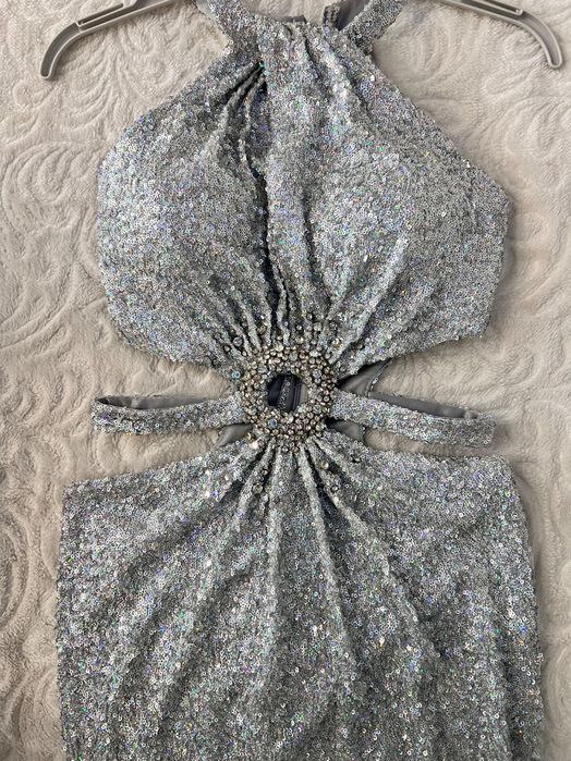 Стилна официална пайетена дълга рокля