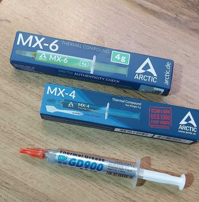 Термопаста MX4 4гр.MX6 4гр. и  GD900 3гр в упаковках!