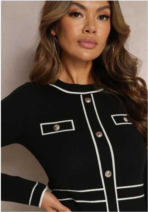 Rochie neagra cu nasturi decor aurii