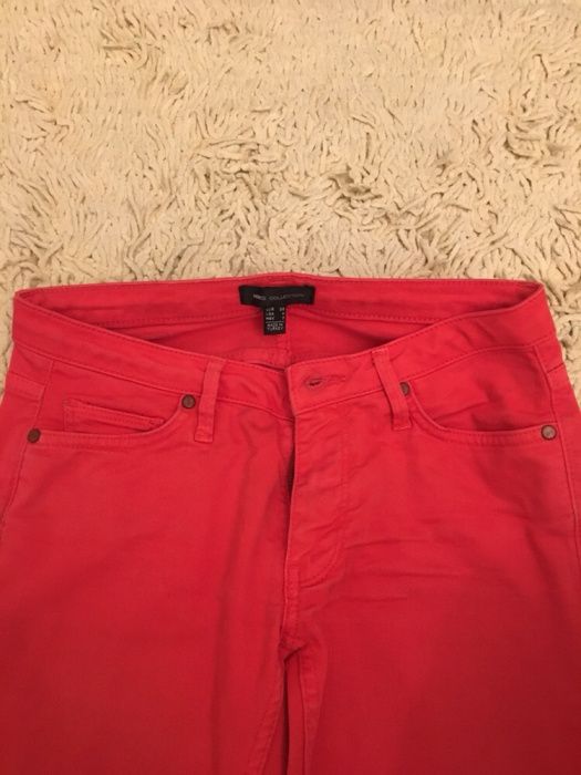 Pantaloni jeans rosu-corai Mango, mas. S/36, merg si la XS