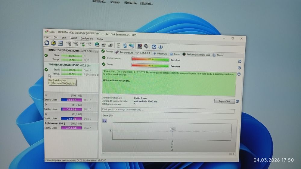 Hdd extern nou, 500Gb, usb3, sigilat, cu carcasă Maxone metalică și  hdd  Toshiba în el.