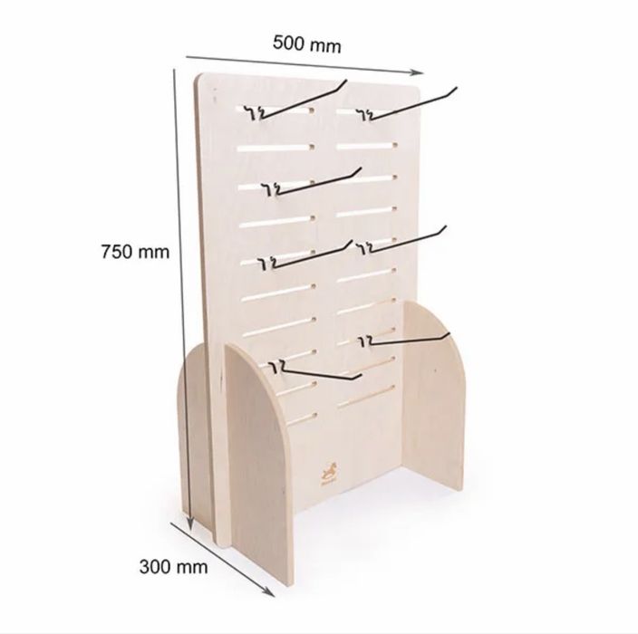 Дървен Стелаж с куки MOOD