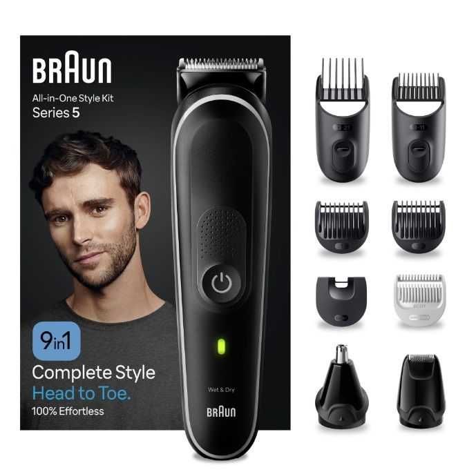 ПРОМО Нов 2г Гаранция Тример за Лице/Коса/Тяло Braun - MGK5410, Черен