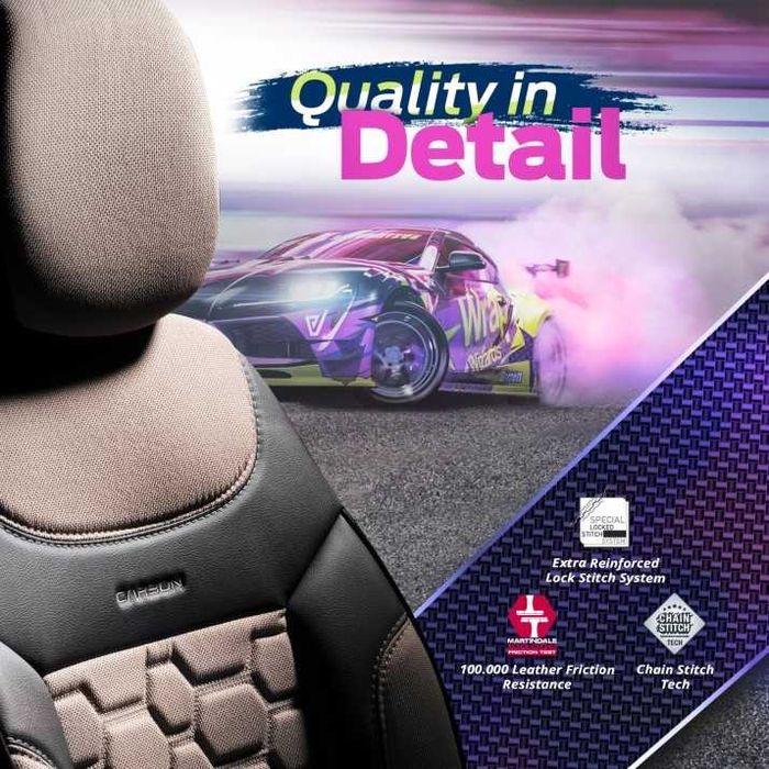 К-т Луксозна Тапицерия Automat- OTOM, Бежово-Черна с бежов шев, CARBON