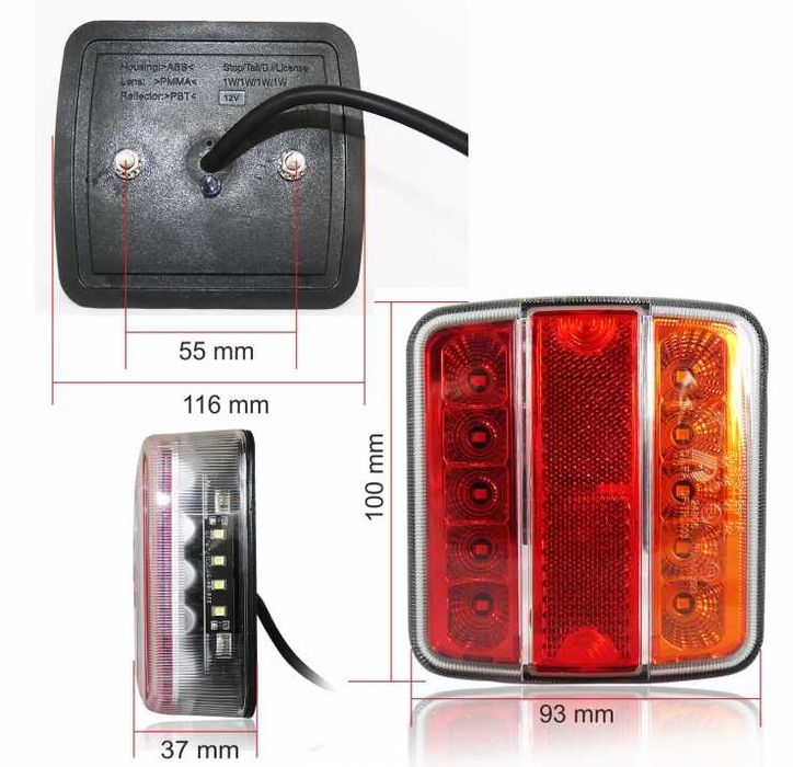 Комплект 2 броя LED стопове 10 см 12V-24V за камион ремарке бус