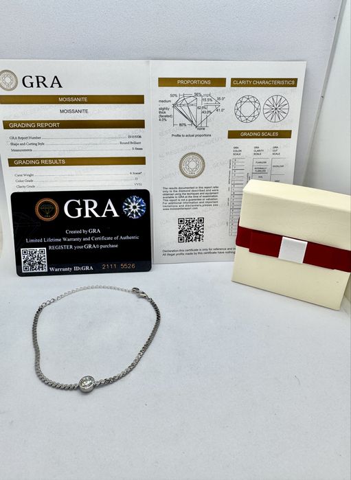 Сребърна гривна с мойсанит (Диамант) 0.5 карата