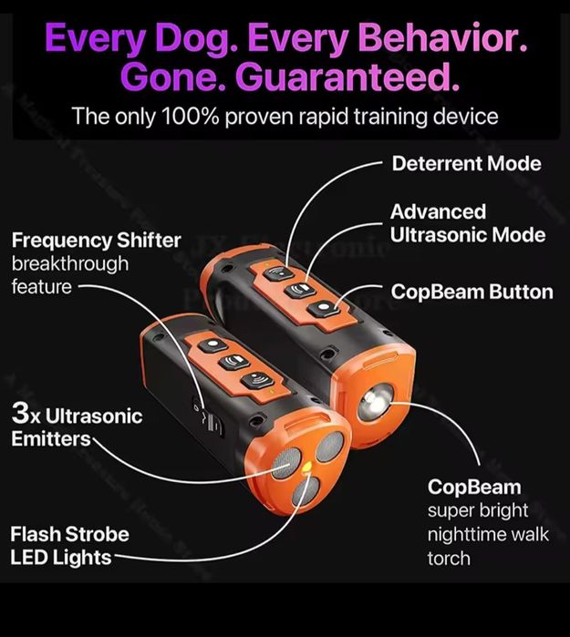 Ултразвуков кучегон,със няколко команди,презареждаем-2000 mAh батерия!