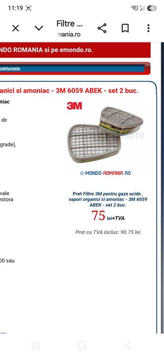 Vând măști 3M Progesionale. Sunt noi in cutie. Plus două filtre pentru gaze