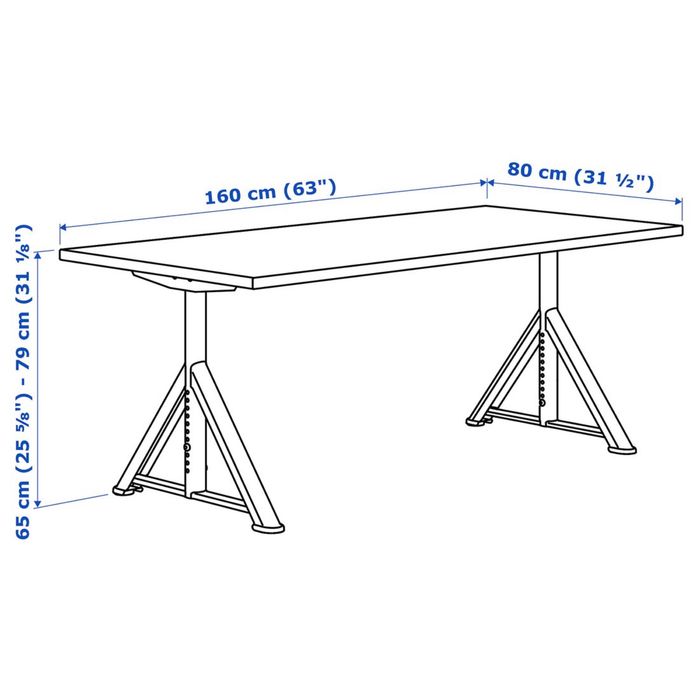 Birou Ikea Idasen negru/gri inchis 160x80 cm
