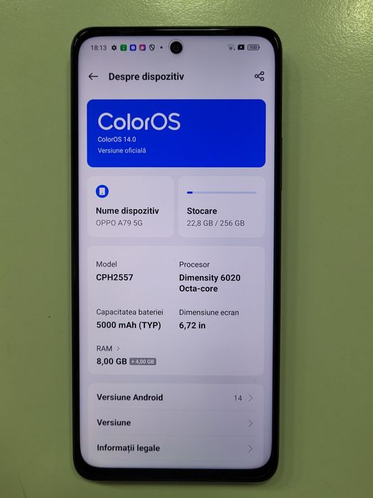 Oppo a79 5G Impecabil ca Nou Poze Reale 8+4ram/256 gb batt 5000mAh