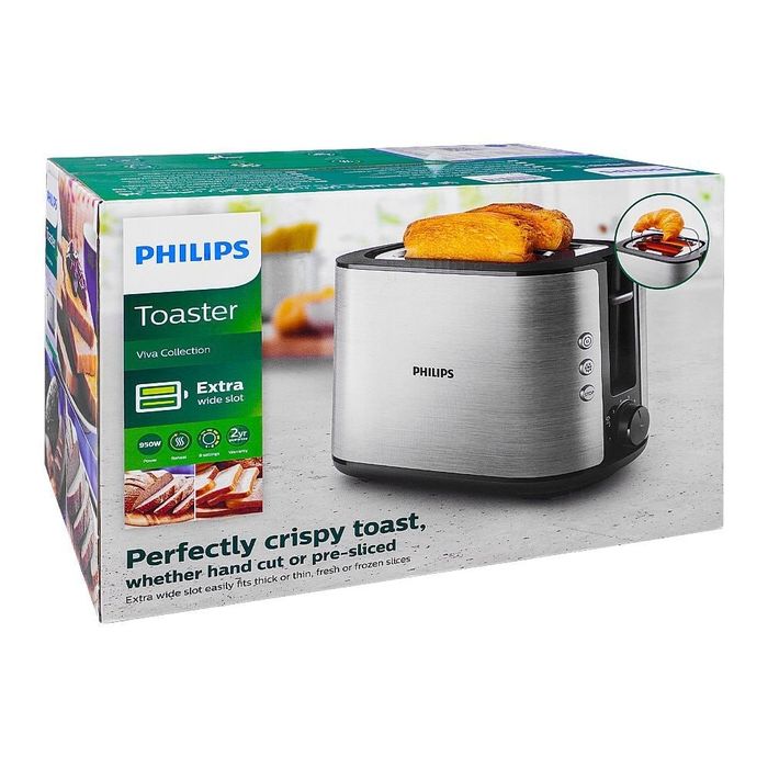 Тостер Philips Viva Collection HD2650/91,  серебристый. 950 Вт

Дополн