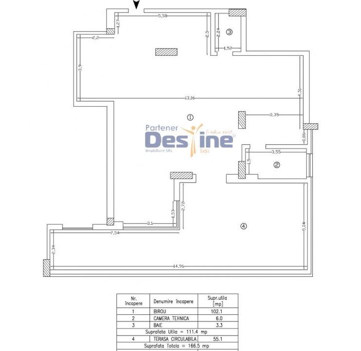 Spatiu birouri premium Copou 111 mp + terasa 55mp